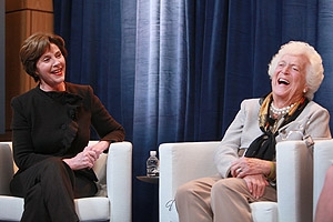 Former first ladies Laura and Barbara Bush